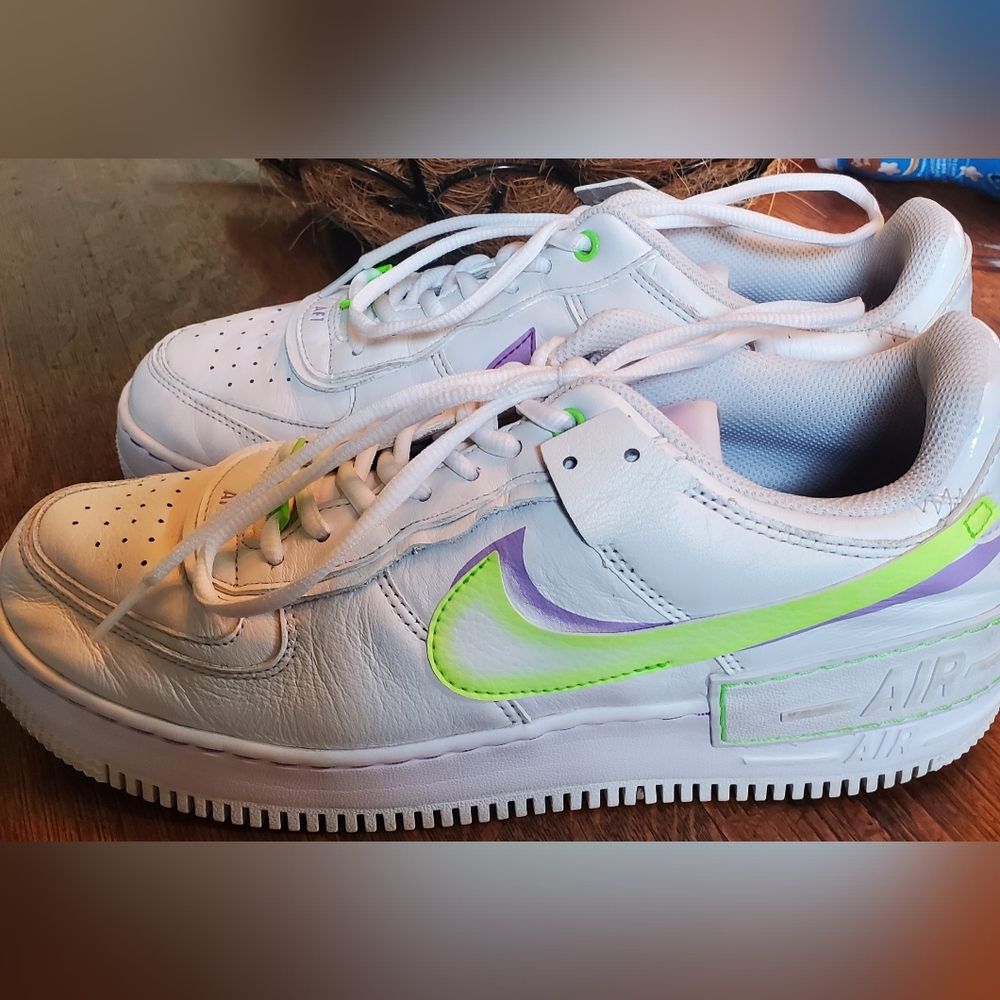 Womens White and Green Sneakers